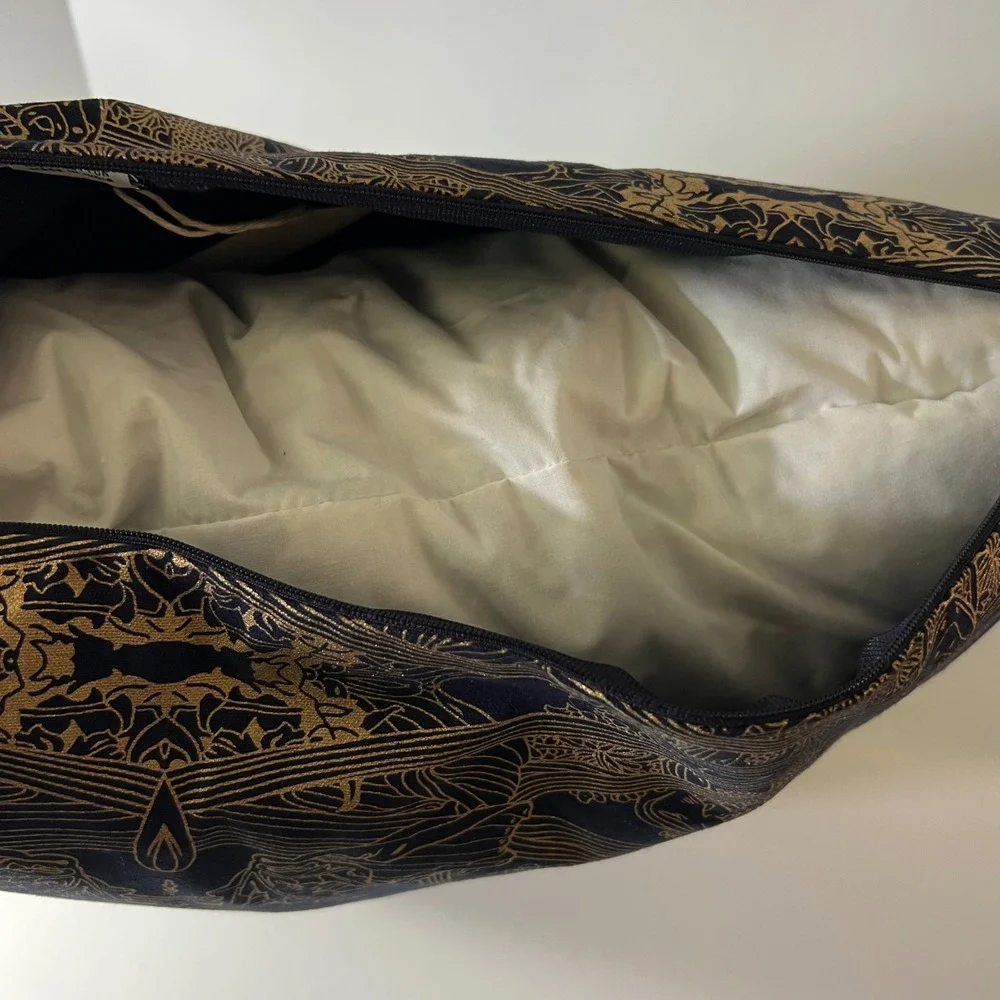 Erica Tanov Botanicus Throw Pillow Navy Gold Metallic Botanical 18x18 New